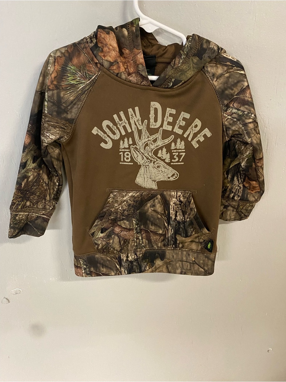 John Deere Brown Camo Kids Hoodie with Deer Graphic